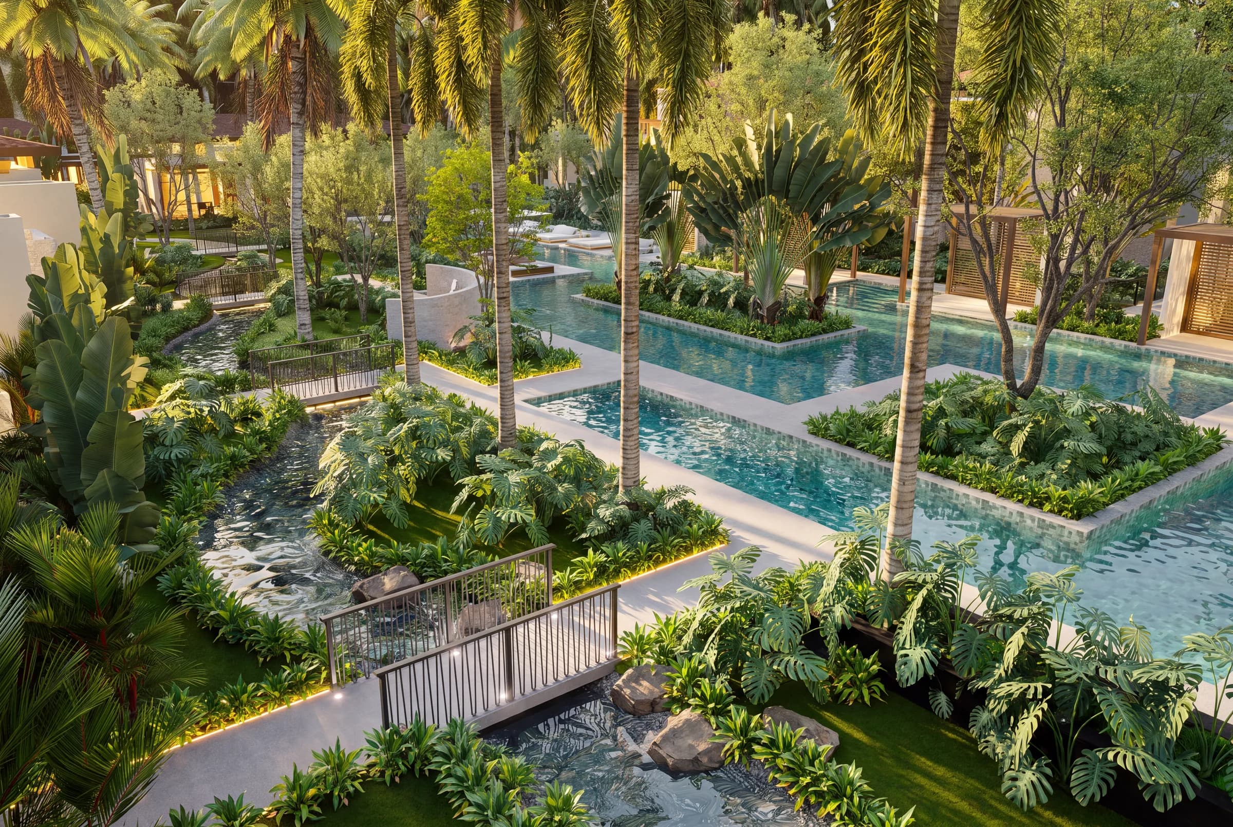 Pool garden at The Oasis